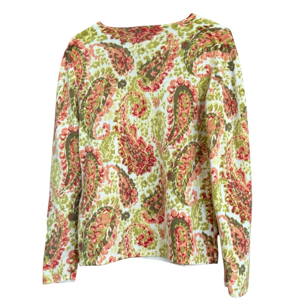 Charter Club Cashmere Cottagecore Paisley Spring Patterned Crewneck Sweater Sz M - Picture 2 of 8